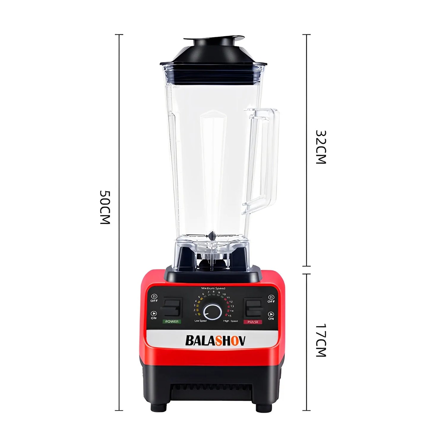 Liquidificador comercial potente BALASHOV com jarra alta e controle de potência para smoothies e sopas