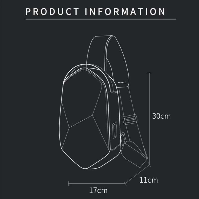 Bolsa masculina design casca dura da BANGE com medidas de 30cm x 17cm x 11cm