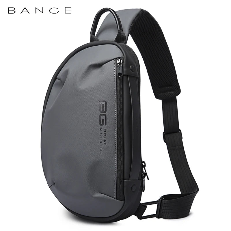 Bolsa masculina transversal BANGE em cinza, ideal para uso diário com design moderno e compacto