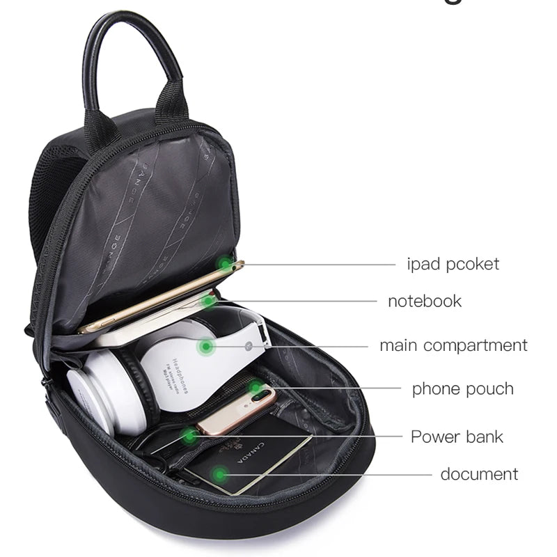 Bolsa masculina transversal BANGE com compartimentos para notebook, fone e documentos