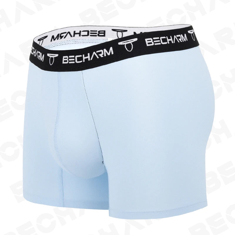 Cuecas estampadas tamanho grande em azul claro com faixa elástica confortável BECHARM
