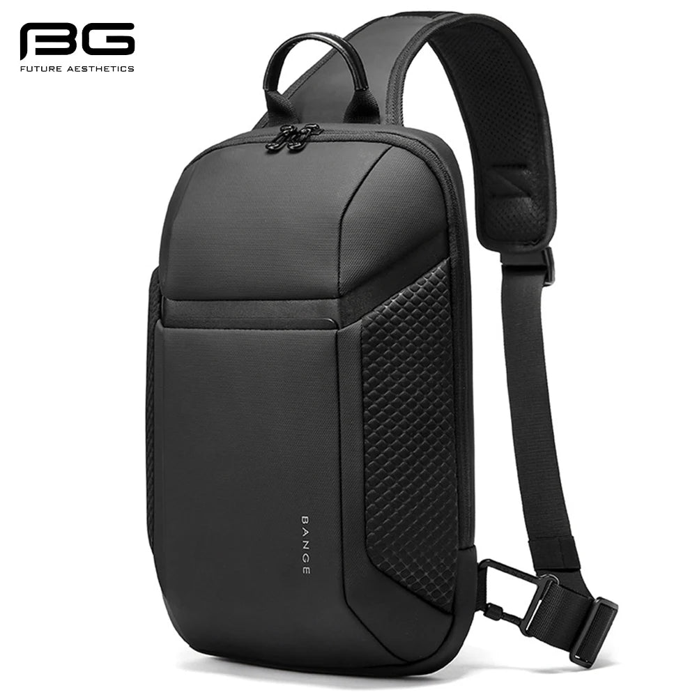 Bolsa tiracolo antifurto BANGE masculina em preto, ideal para uso diário e segurança
