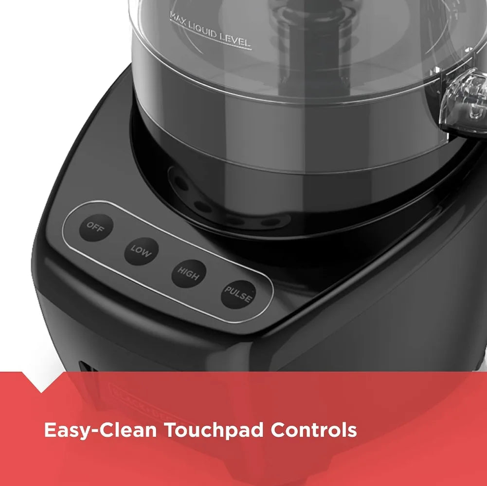 Processador de alimentos BLACK & DECKER com controles de toque fáceis de limpar para preparo prático de receitas