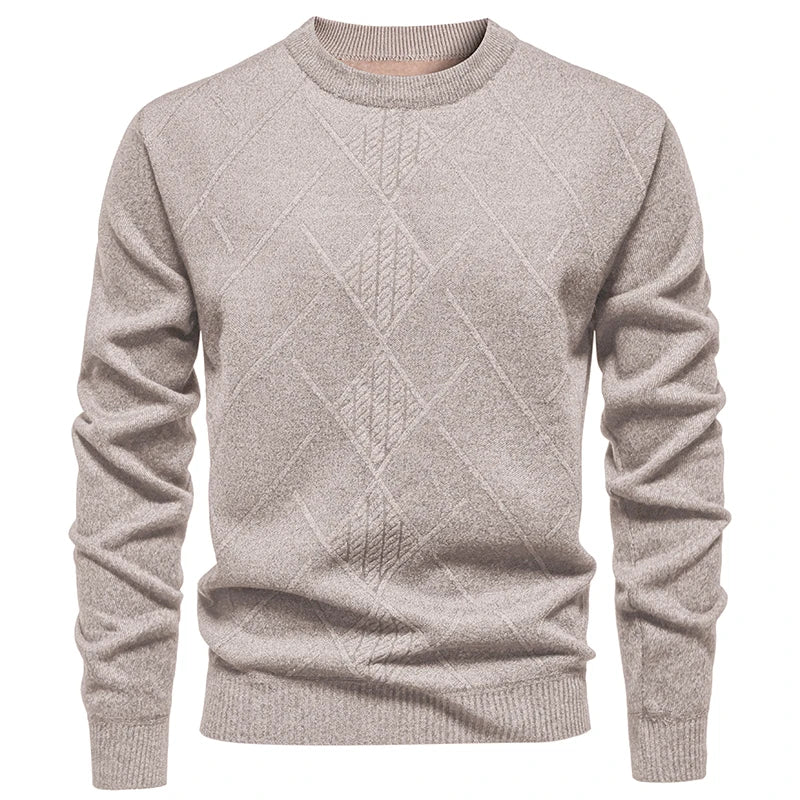 Pulôver masculino em tom cinza claro com detalhe de textura, ideal para estilo casual. Blusa de malha casual masculina.
