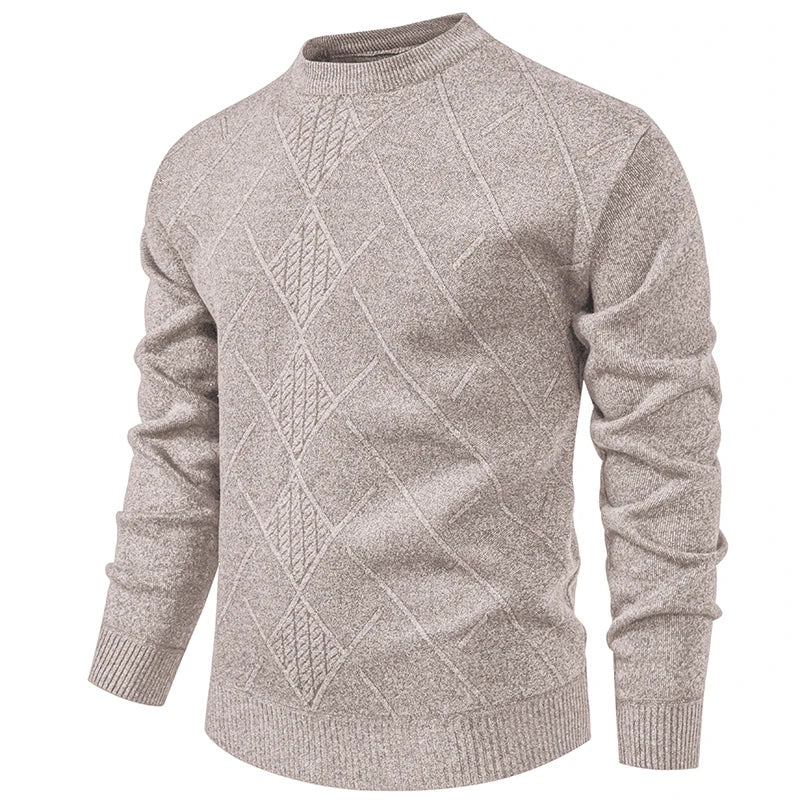Pulôver masculino em tom cinza confeccionado em blusa de malha casual masculina com detalhe em padrão de diamante