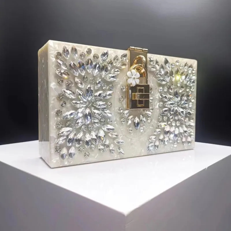 Bolsa clutch casamento CIHVAH com pedras brilhantes e design elegante para eventos especiais