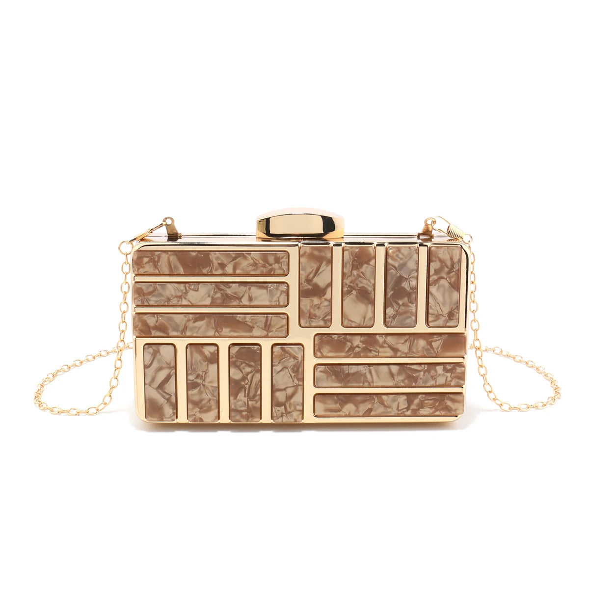 Bolsa feminina SEKUSA com corrente de metal em tom dourado com design moderno e elegante