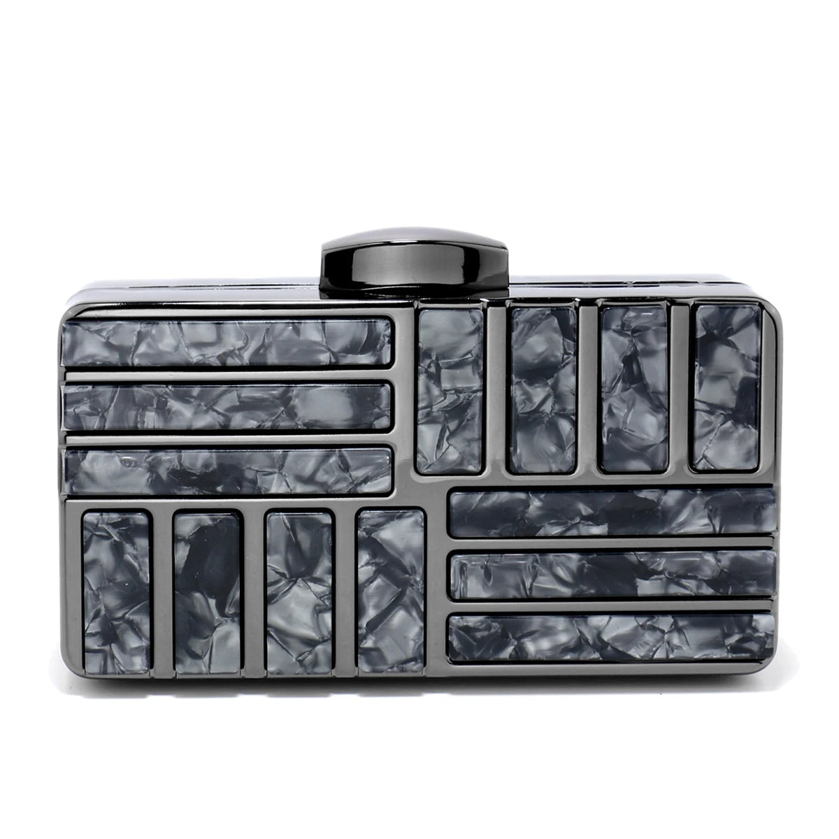 Bolsa feminina SEKUSA com corrente de metal, design moderno em acabamento preto e cinza
