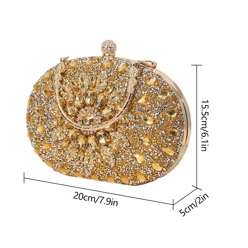 Bolsa feminina de luxo VKTECH com detalhes em strass e design elegante para ocasiões especiais