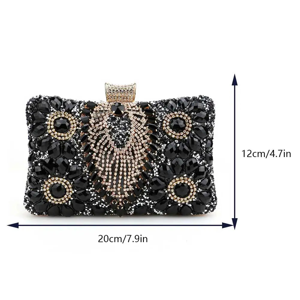 Bolsa feminina de luxo VKTECH com design sofisticado e detalhes brilhantes em preto