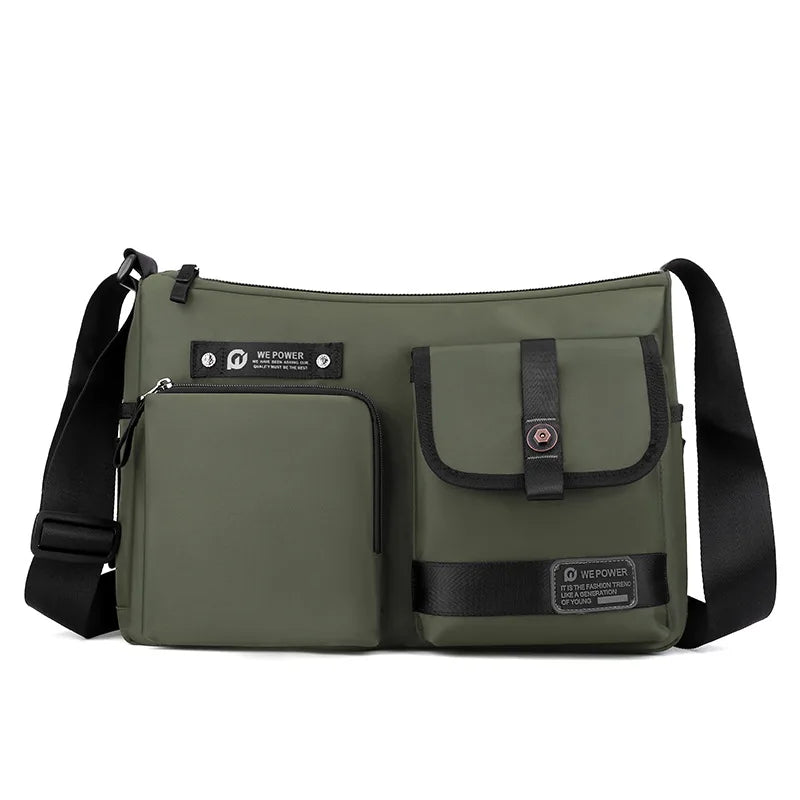 Bolsa masculina casual WEIXIER em tom verde com diversos bolsos para organização e estilo diário