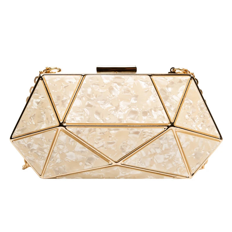 Bolsa moda noite alta qualidade da BOTTEEVEN em design geométrico elegante com detalhes dourados