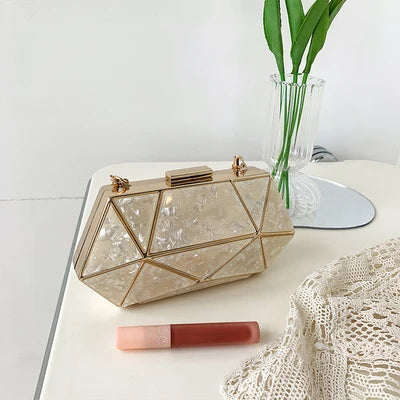 Bolsa moda noite alta qualidade da BOTTEEVEN com design geométrico e detalhes em dourado