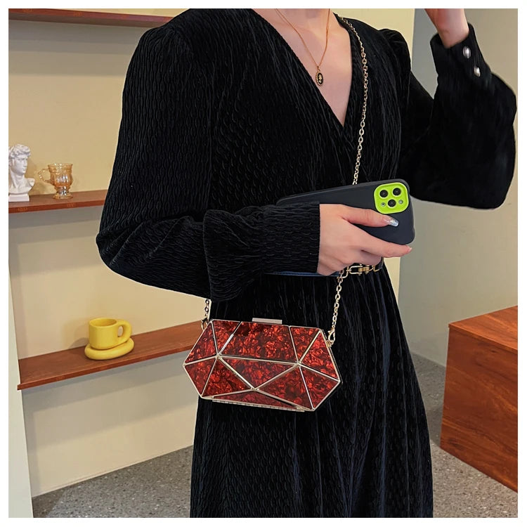 Bolsa moda noite alta qualidade da BOTTEEVEN com design elegante e detalhes em vermelho