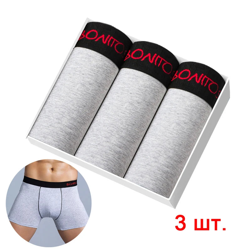 Conjunto de 3 cuecas sólidas masculinas SWNITS em cinza com cintura elástica confortável