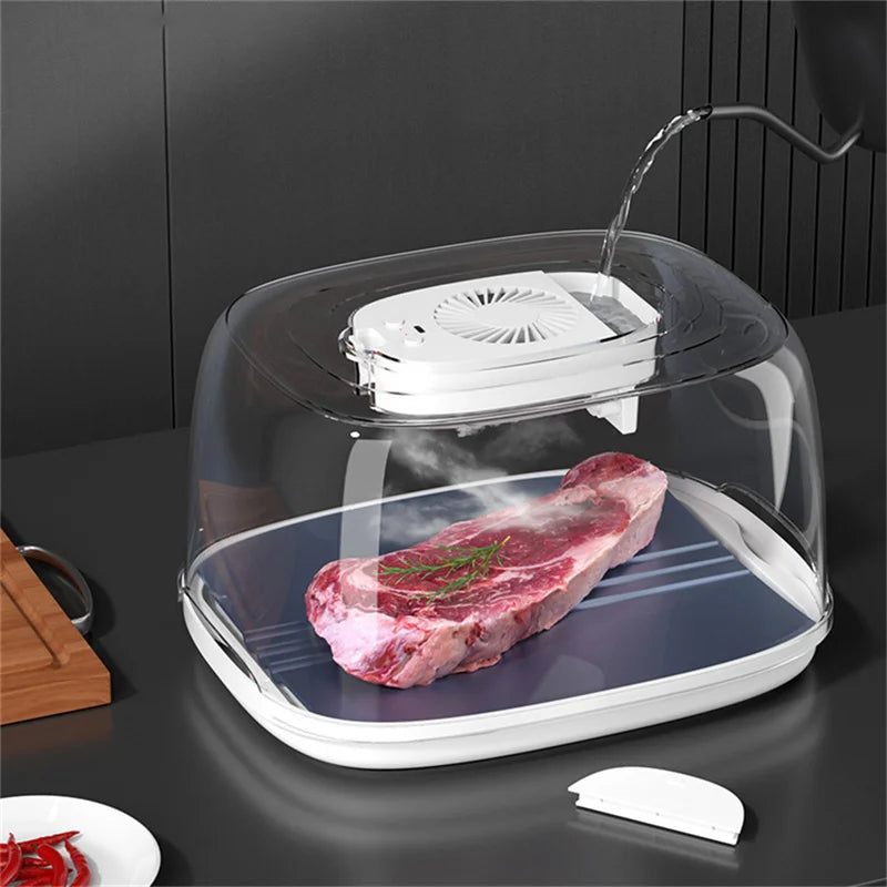Máquina de descongelamento rápido NOENNAME_NULL com design transparente, ideal para descongelador de carne eficiente.