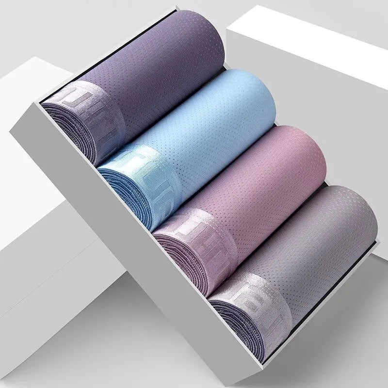 Conjunto de cuecas boxers masculinas seda gelada em várias cores em embalagem elegante