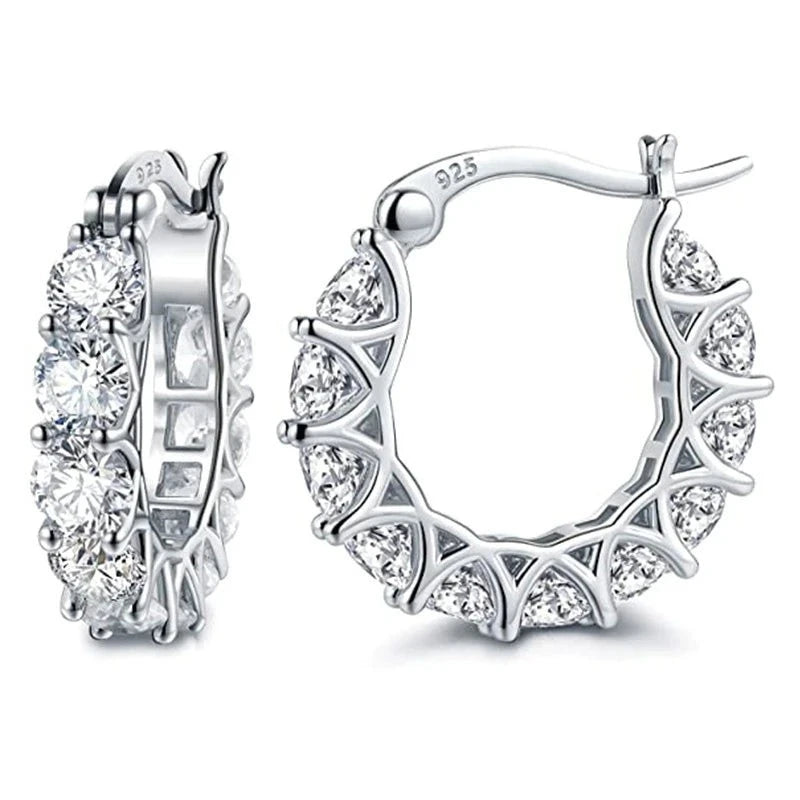 Brincos de argola moissanite da IOGOU em prata925 com design elegante e brilho intenso