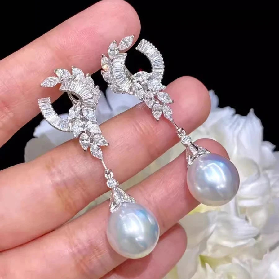 Brincos de gota de moda da MEIBAPJ com pérolas grandes e detalhes em diamante para looks elegantes.