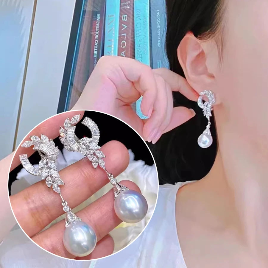 Brincos de gota de moda da MEIBAPJ com detalhes em pedras e design elegante para mulheres