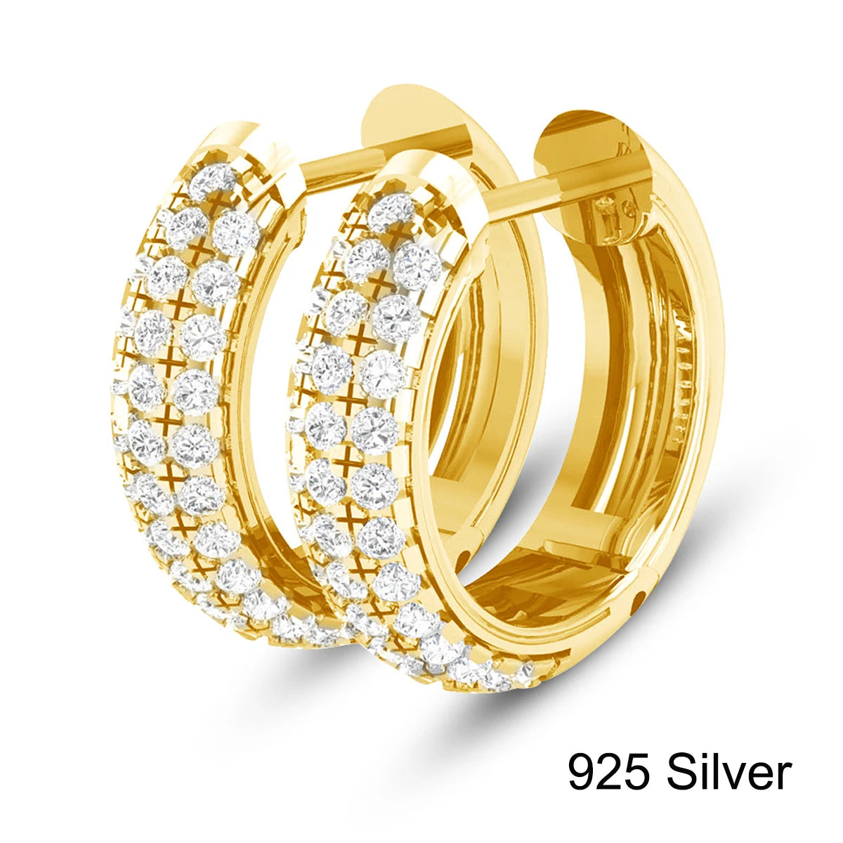 Brincos de ouro branco 18K com design elegante e pedras brilhantes, perfeitos para qualquer ocasião