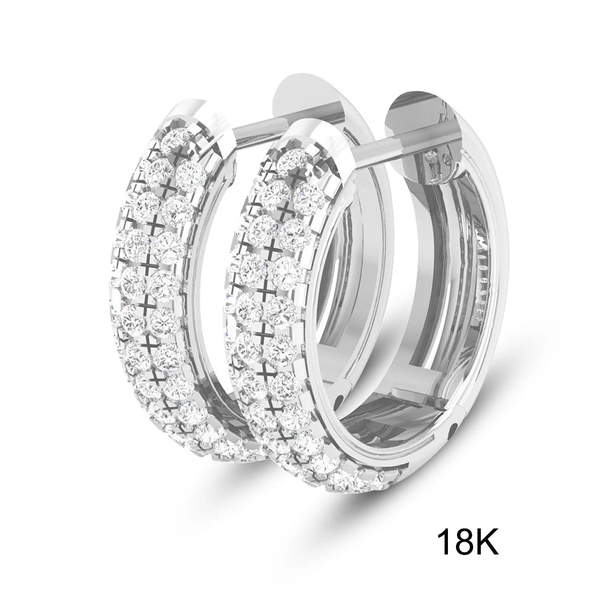 Brincos de ouro branco 18K com design elegante e brilhantes para mulheres sofisticadas