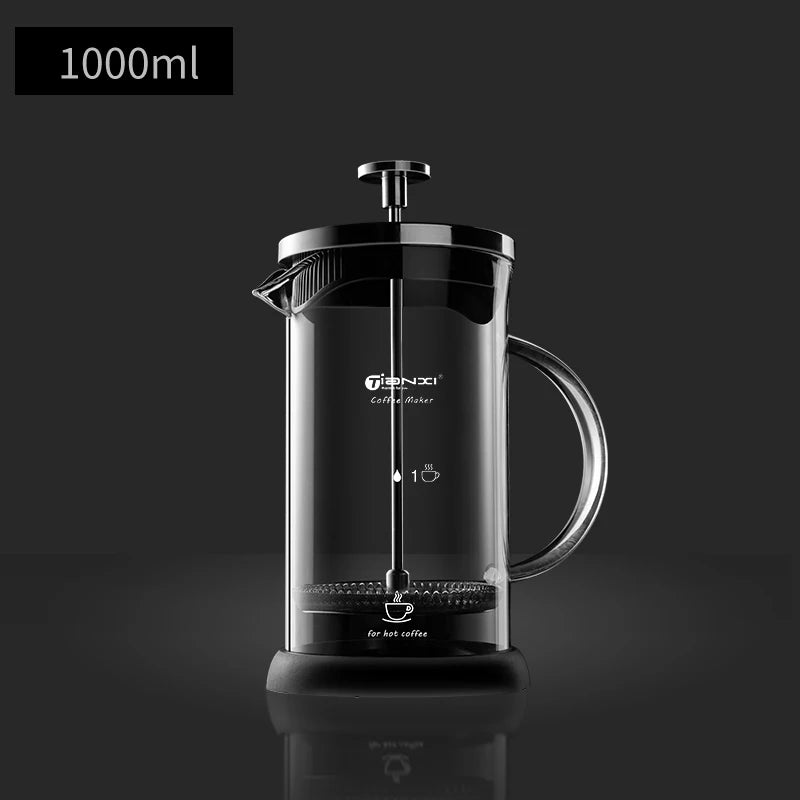 Prensa francesa de café GIANXI de 1000ml, cafeteira de vidro resistente com pega ergonômica