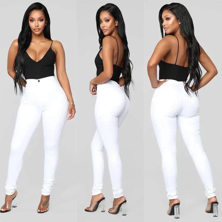 Calças femininas cintura alta brancas com ajuste perfeito e charme moderno, ideal para diversas ocasiões