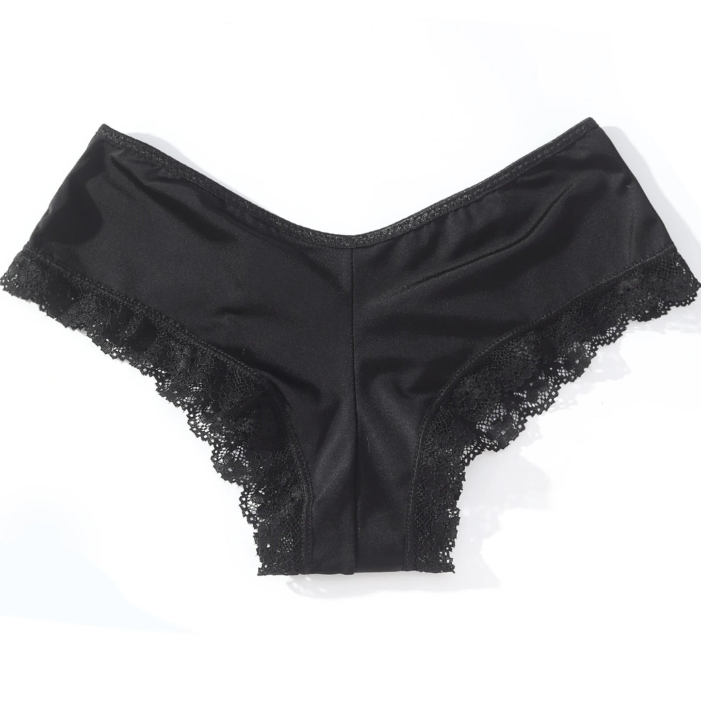 Calcinha de renda feminina preta com detalhes em renda nas laterais e design confortável