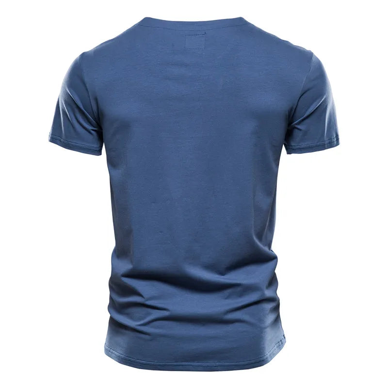 Camiseta casual masculina AIOPESON em azul com design simples e corte confortável nas costas