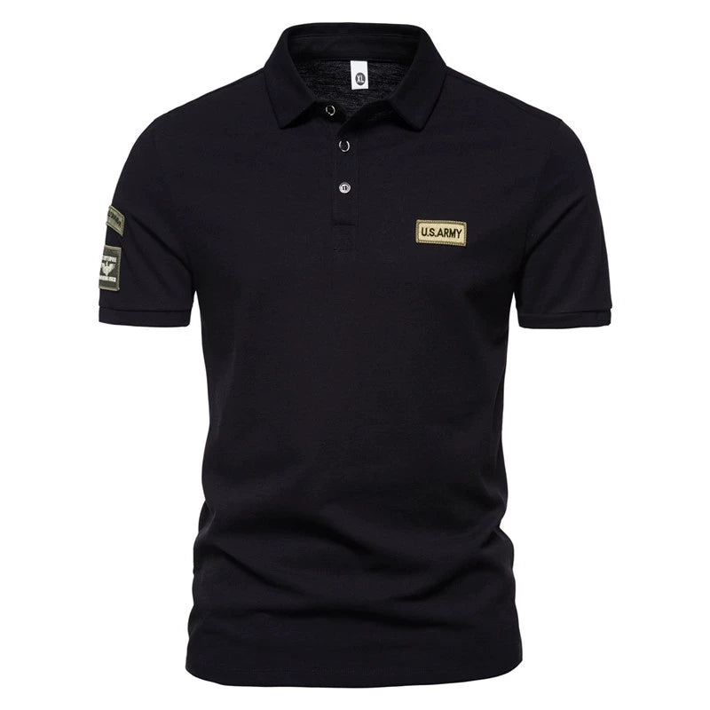 Camiseta militar masculina preta com logo U.S. Army e detalhes exclusivos em tecido de qualidade