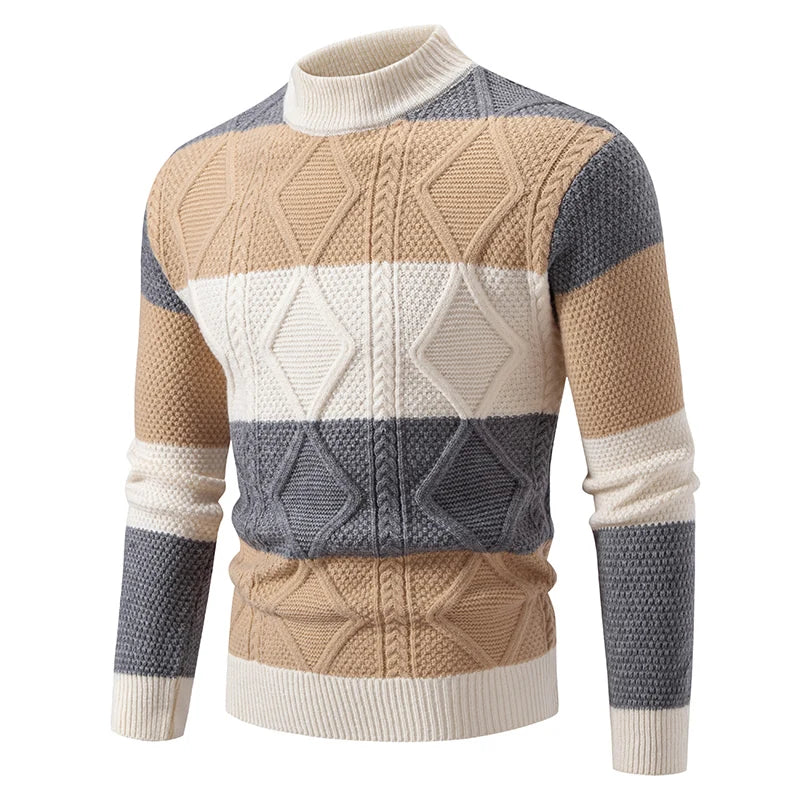 Camisola de malha masculina FAVOCENT em cores neutras com design moderno e texturizado
