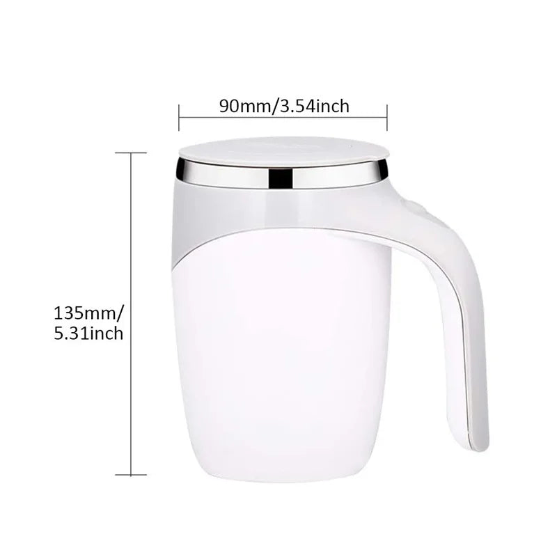 Caneca elétrica de café com design moderno e tampa, ideal para uso diário com agitação automática