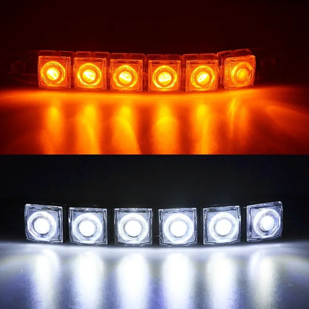 Conjunto de luzes decorativas para carros em LED, disponíveis em cores laranja e branca, ideal para personalização.