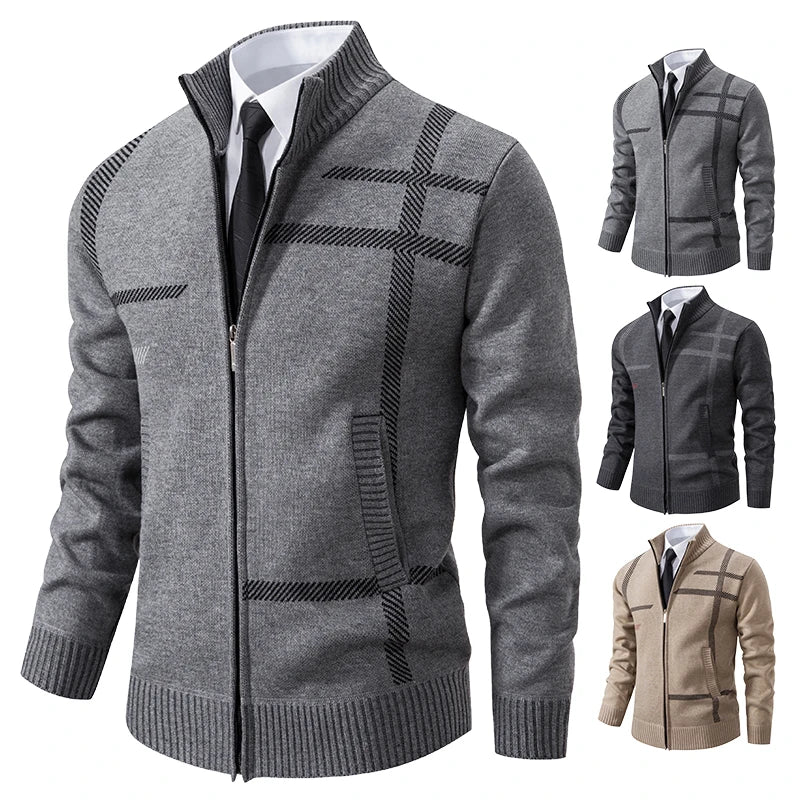 Casaco masculino outono da ENWEIGE em cinza com detalhes em preto e zíper, ideal para dias frios