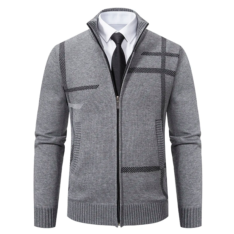 Casaco masculino outono da ENWEIGE em cinza com zíper e design elegante