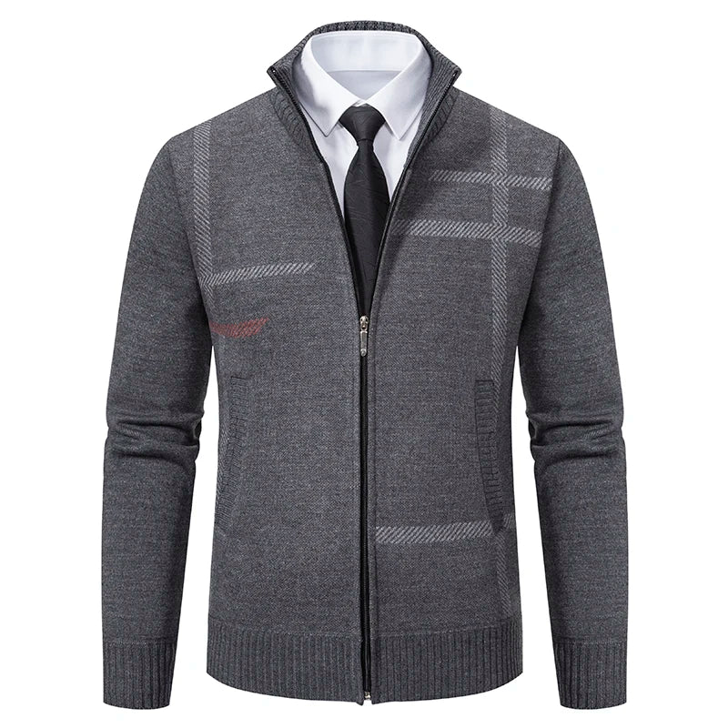 Casaco masculino outono da ENWEIGE em cinza, com zíper e design elegante para ocasiões formais