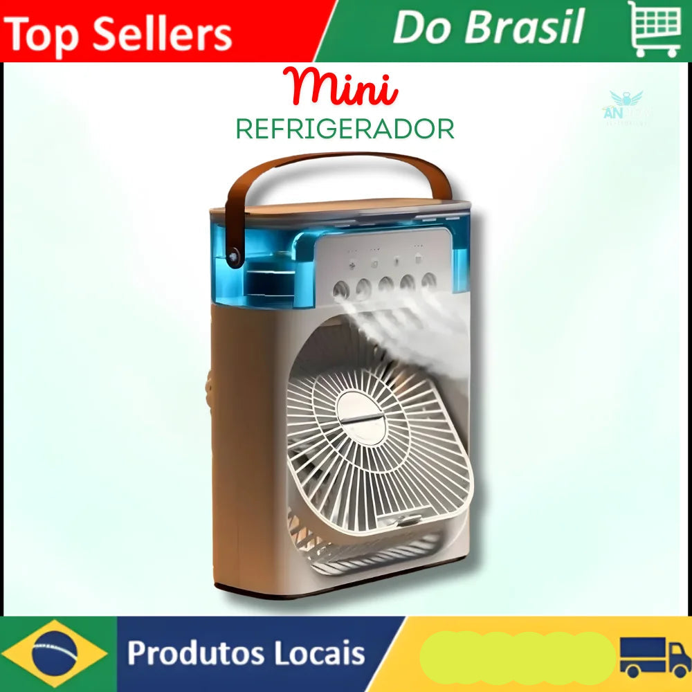 Mini ventilador umidificador compacto e portátil, ideal como climatizador de mesa eficiente