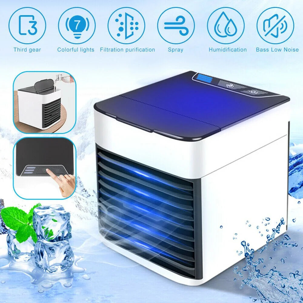 Umidificador de ar portátil DAFU com climatizador pessoal 3 velocidades e luzes coloridas