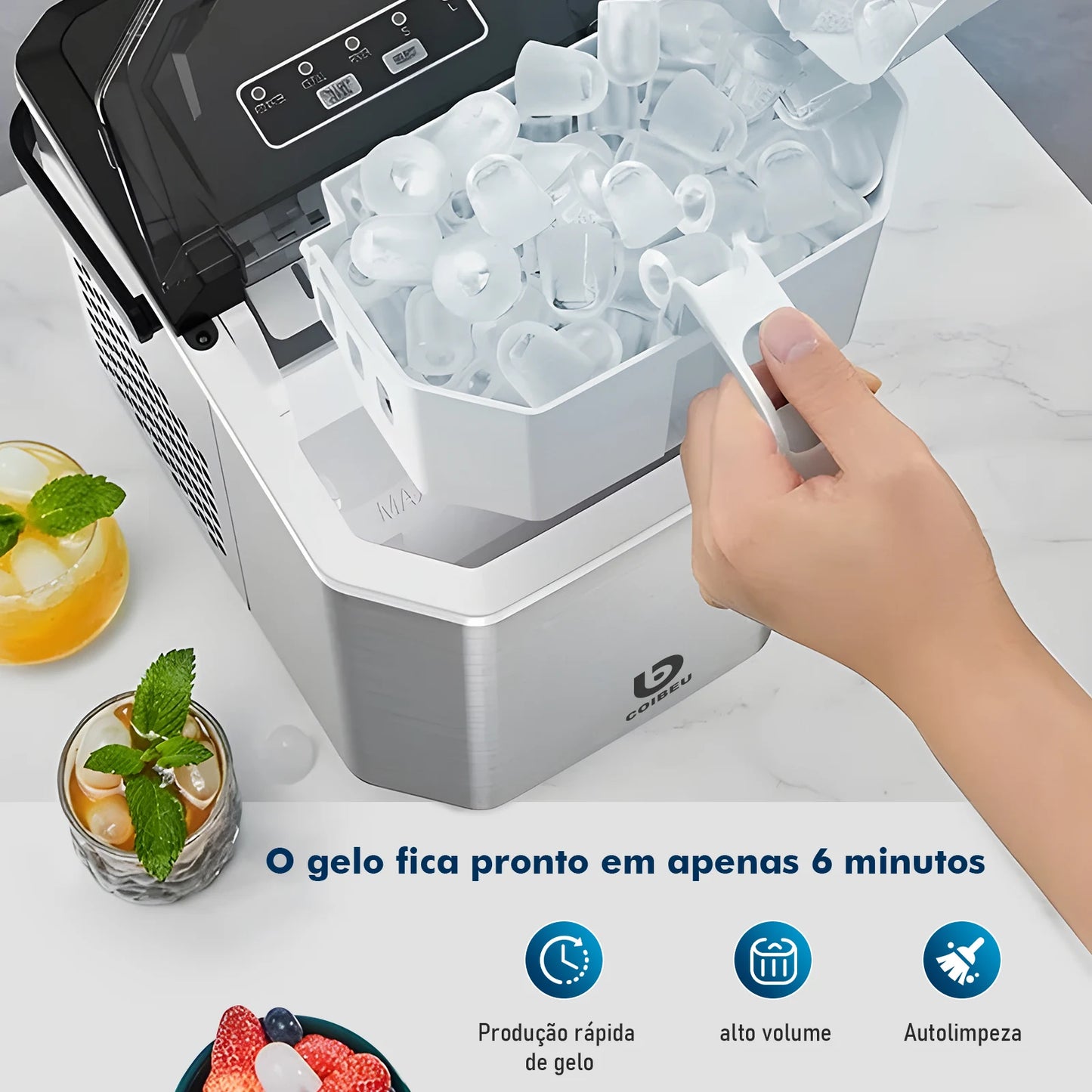Máquina de fazer gelo eficiente, produzindo equipamento para fazer gelo em apenas 6 minutos
