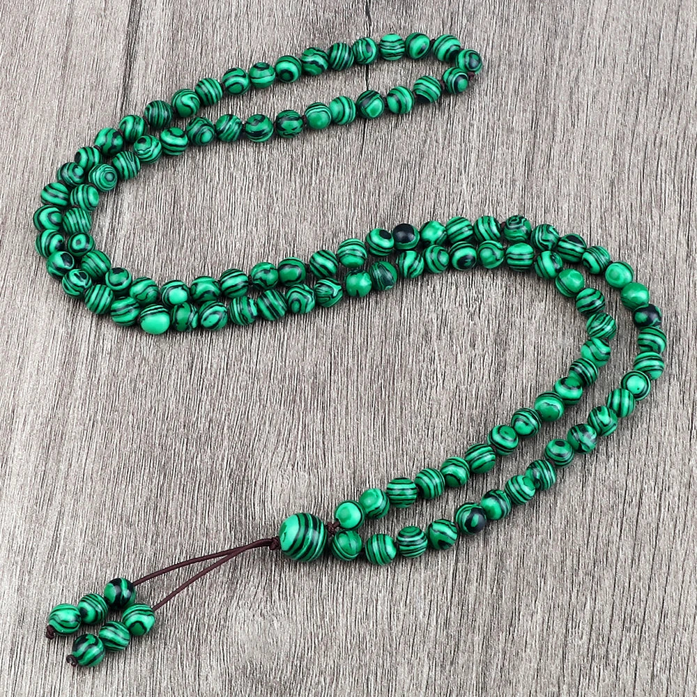 Colar japamala multicolorido pedras naturais com contas de malachita verde para meditação