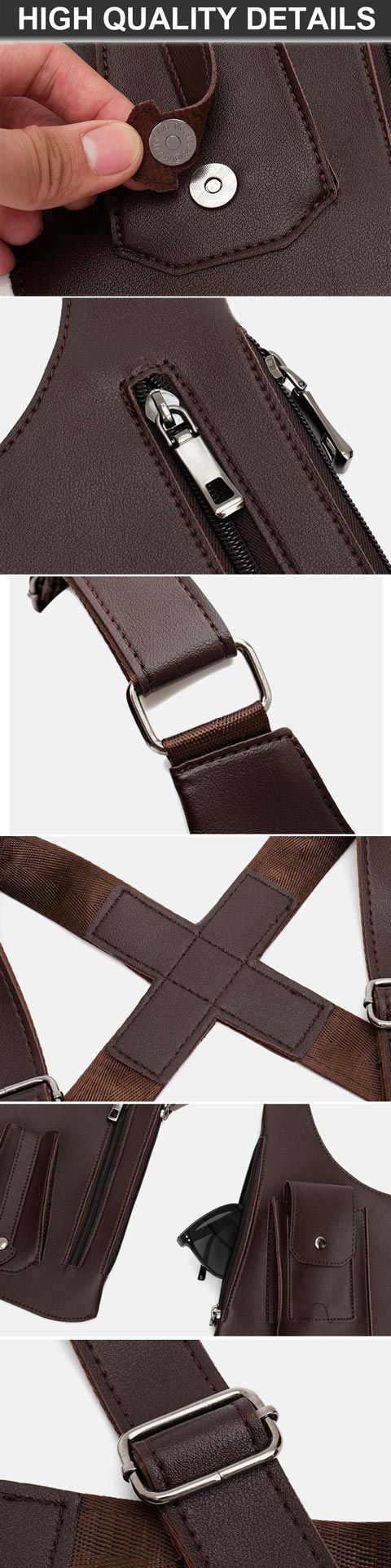 Detalhes de alta qualidade de uma bolsa masculina com coldre de couro medieval