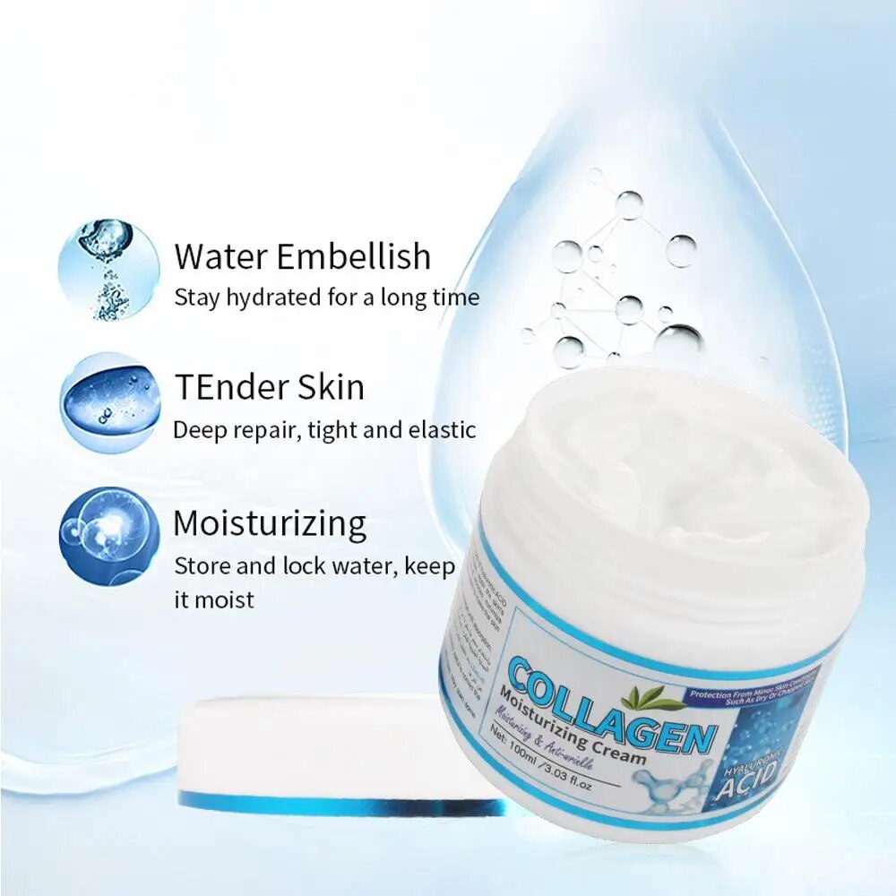 Creme de tratamento da pele facial YRFKT com colágeno, creme anti-envelhecimento eficaz para pele hidratada e elástica