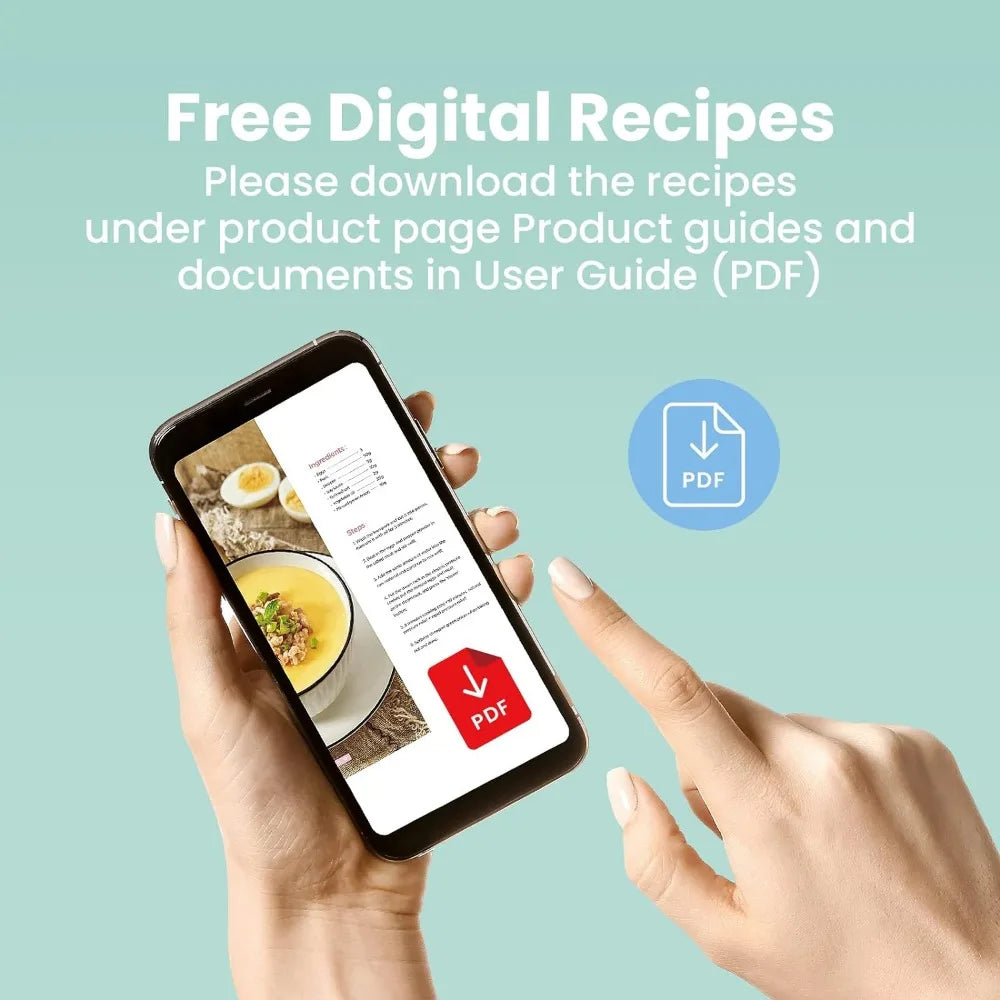 Receitas digitais gratuitas para panela de pressão programável em smartphone com guia em PDF