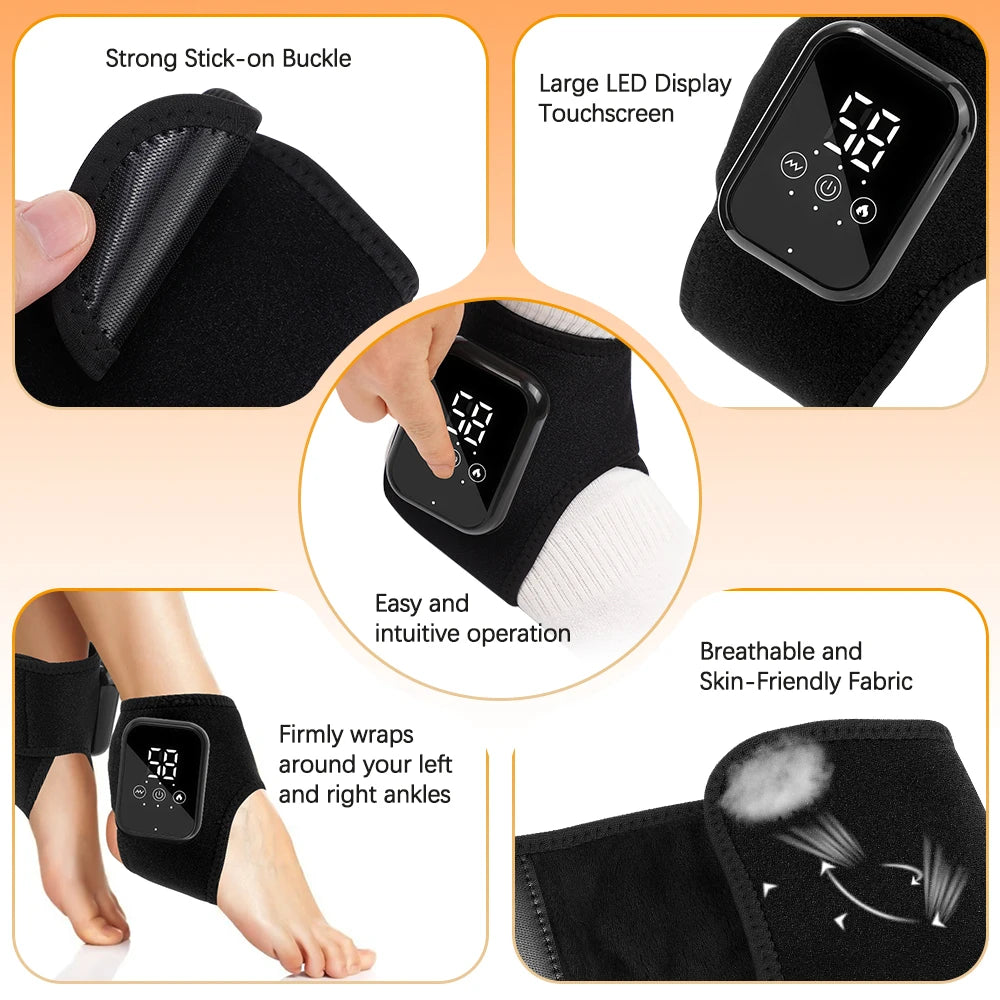 Massageador de tornozelo DEAR BEAUTY com compressa quente infravermelha para tornozelo e tela LED grande