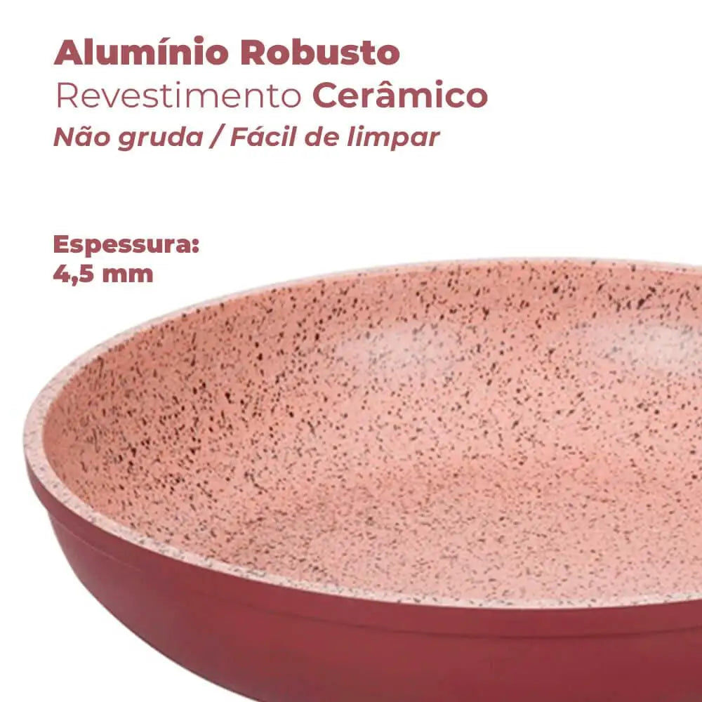 Conjunto de panelas 4,5 mm em alumínio robusto com revestimento cerâmico para evitar grudar