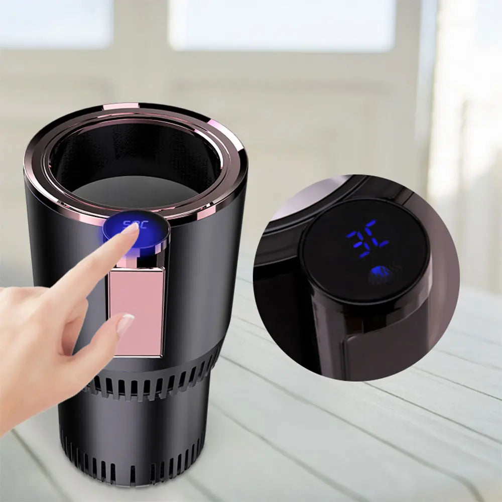Copo inteligente quente e frio com display digital e controle de temperatura na tampa