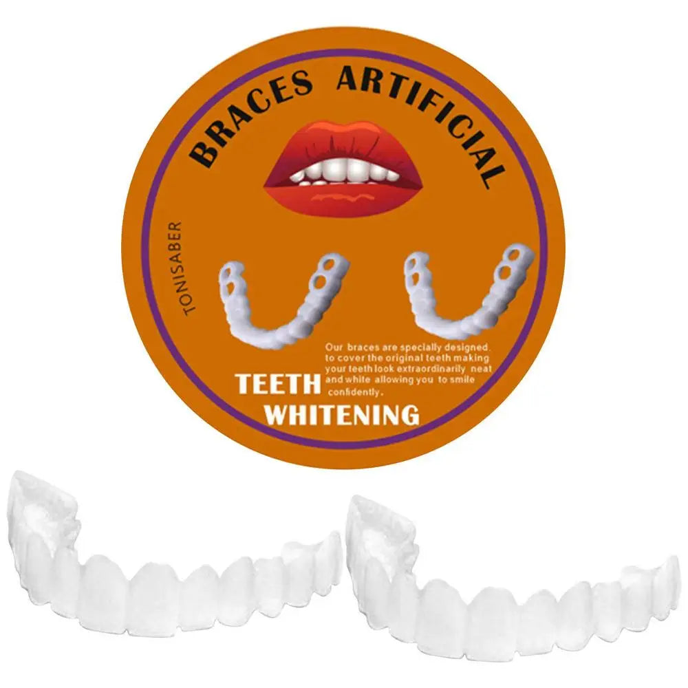 Embalagem laranja com par de facetas dentárias brancas CRAZY LIFE folheados SnapOn para dentes para branqueamento estético