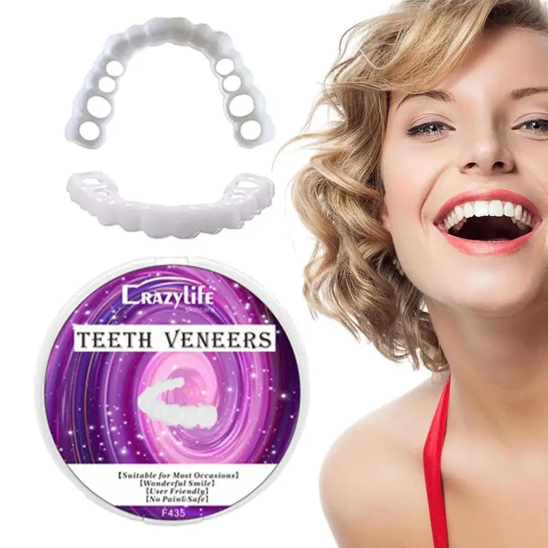 Facetas dentárias CRAZY LIFE com gabaritos superiores e inferiores e embalagem roxa folheados SnapOn para dentes