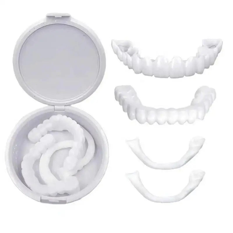 Facetas dentarias CRAZY LIFE em branco com estojo e conjuntos superiores e inferiores folheados SnapOn para dentes